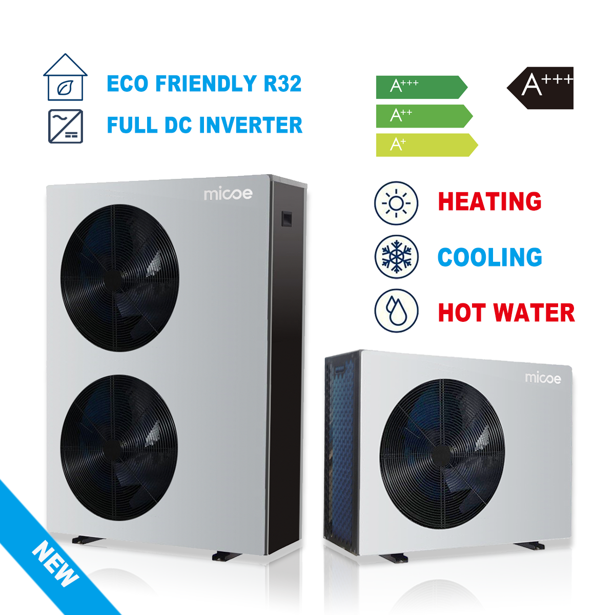 R32 Inverter High Efficient Space Heating Hot Water Heat Pump
